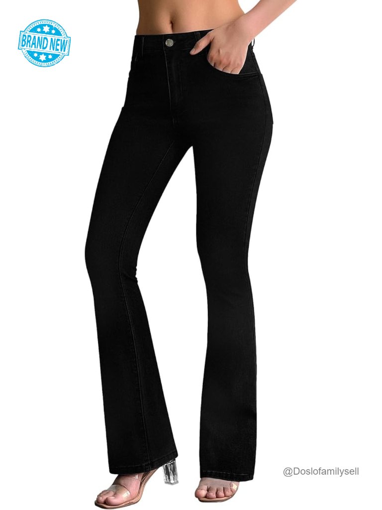 Women's Trendy Stretchy Flare Jeans Mid Rise Bootcut Curvy Denim Pants